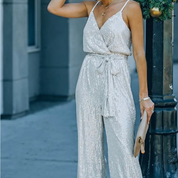 Vici Pants & Jumpsuits Vici Starry Night Sequin Jumpsuit Poshmark